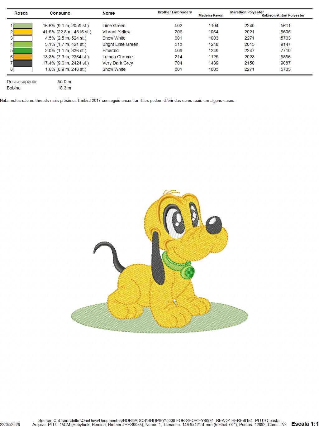 PLUTO embroidery design - Mickey Mouse machine embroidery pattern - Baby Boy file - Instant digital download pes (Copy) Marcia Embroidery