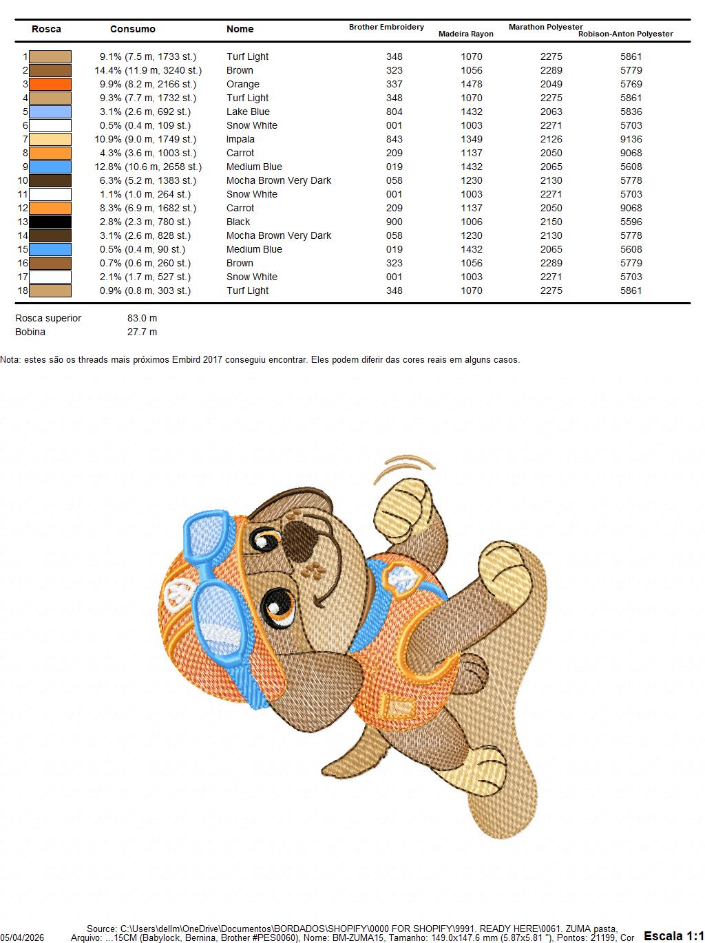Paw Patrol embroidery designs - Dog Zuma machine embroidery patterns - Baby Girl Boy file - Instant digital download - Zuma Chase Rubble Skye Marshall (Copy) Marcia Embroidery