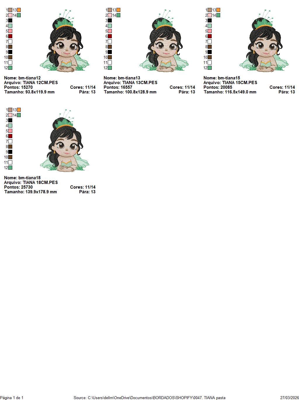 Tiana embroidery designs - Disney Princess machine embroidery patterns - Baby Girl file - Instant digital download pes jef dst exp hus vp3 - Marcia Embroidery