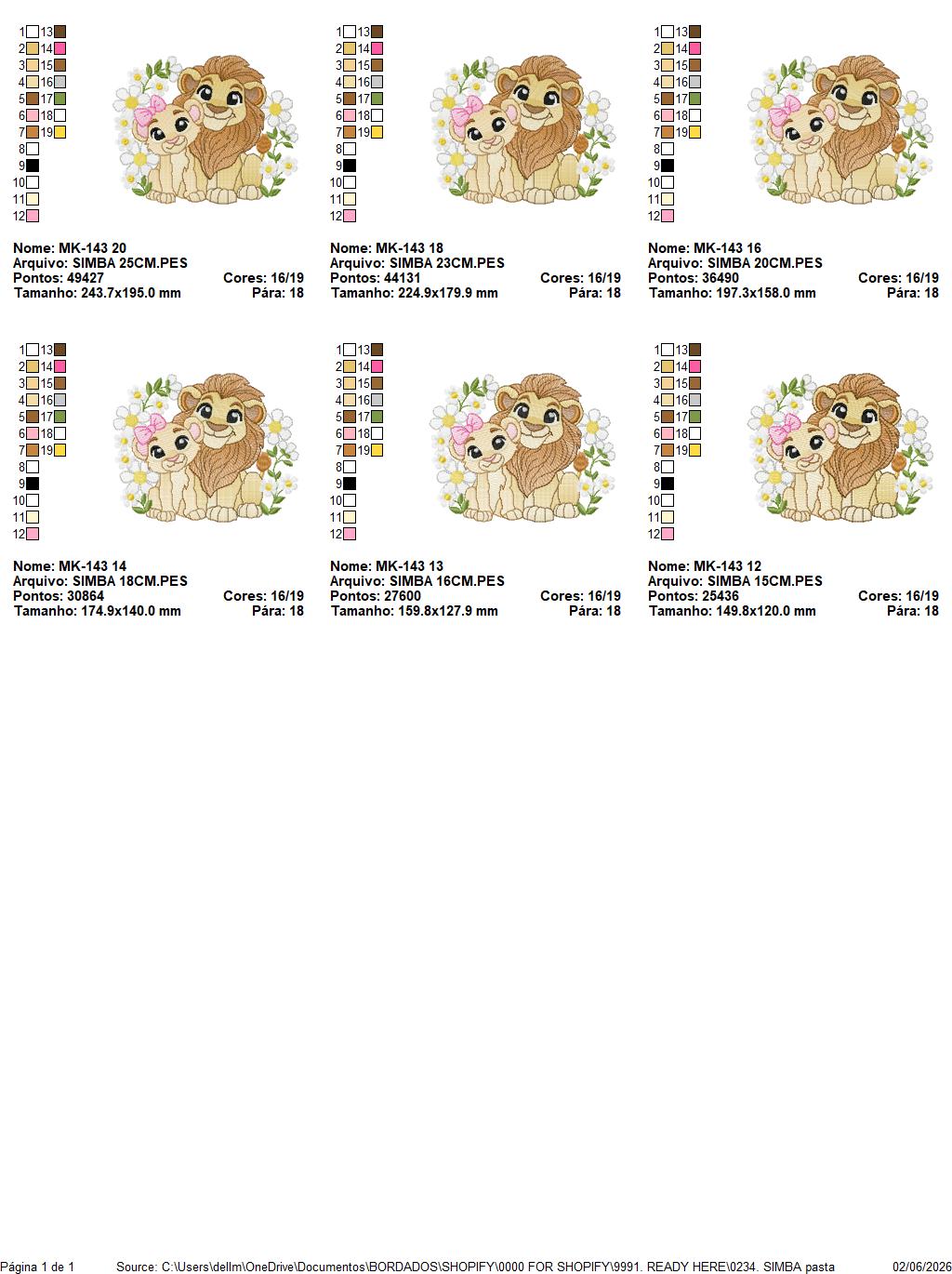 Lion King embroidery design - Simba and Nala with flowers machine embroidery pattern - Baby Boy and girl file - Instant digital download pes jef dst hus vp3