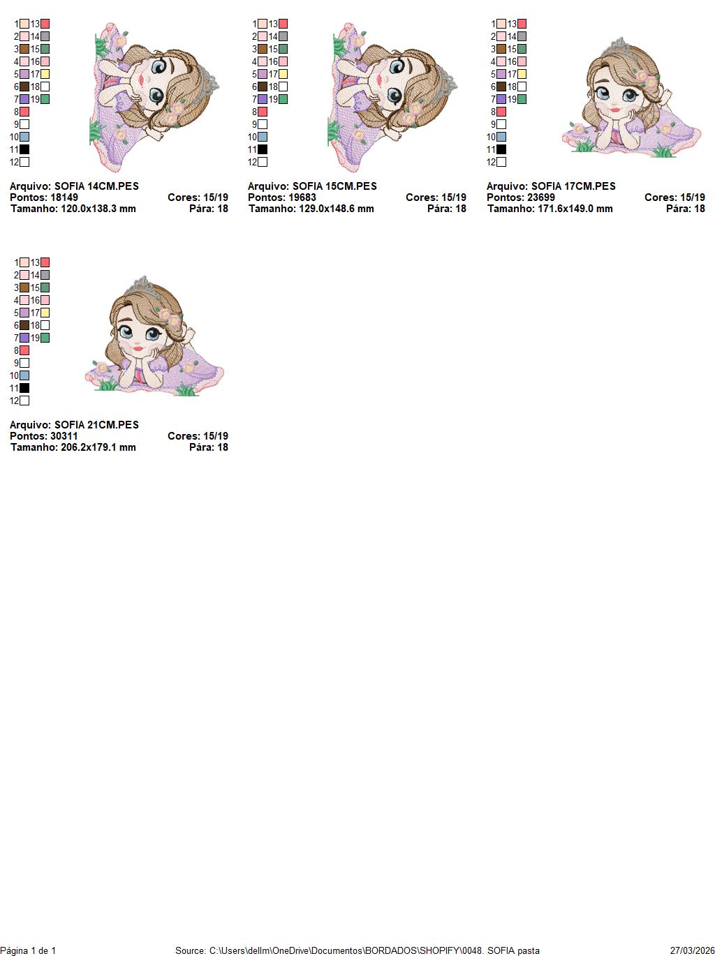 Sofia embroidery designs - Disney Princess machine embroidery patterns - Baby Girl file - Instant digital download pes jef dst exp hus vp3 Marcia Embroidery
