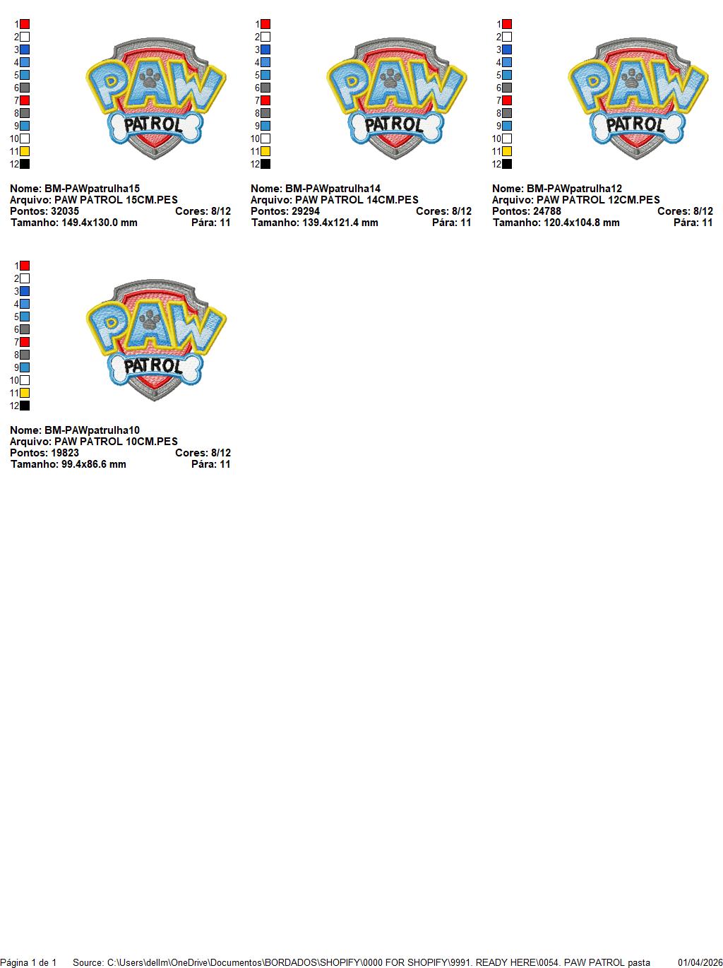 Paw Patrol embroidery designs - Paw Patrol Logo machine embroidery patterns - Baby Girl Boy file - Instant digital download pes jef dst exp hus vp3 - Zuma Chase Rubble Skye Marshall Everest Ryder Rocky - Marcia Embroidery