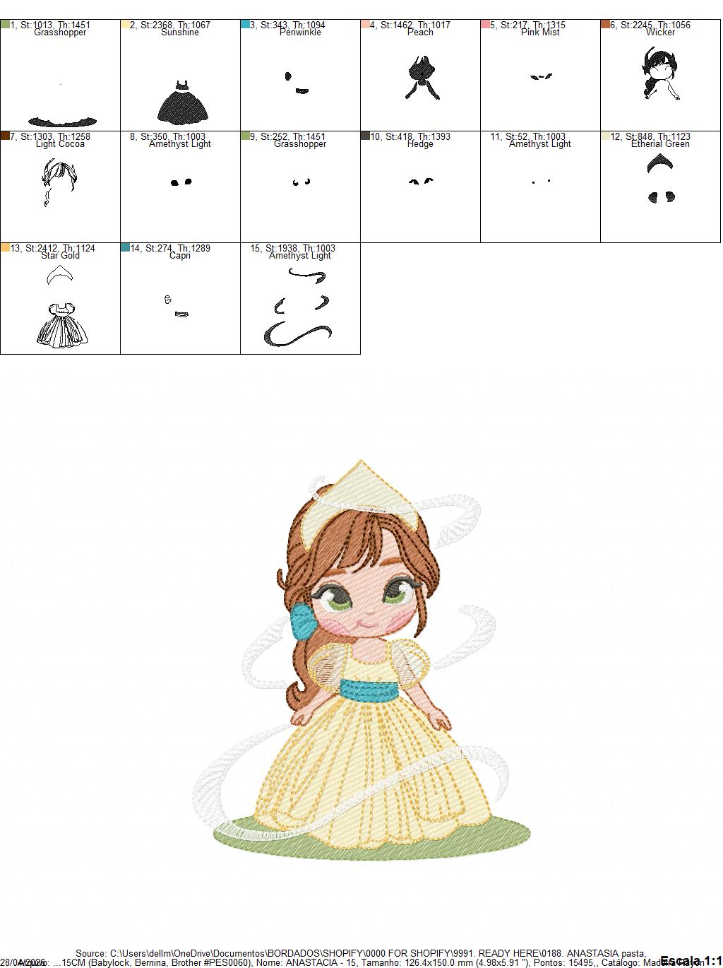Anastasia embroidery design - Disney Princess machine embroidery patterns - Instant digital download (Copy) Marcia Embroidery