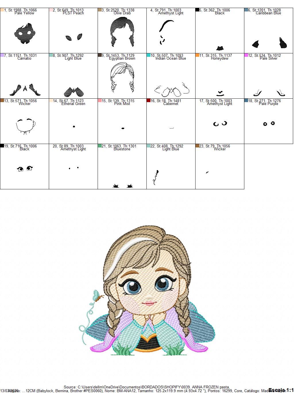 Princess Anna embroidery designs - Disney Princess machine embroidery pattern - Baby Girl Frozen Princess file - Instant digital download pes jef dst hus vp3 - Marcia Embroidery