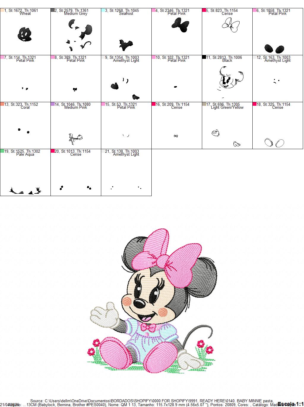 Minnie embroidery design - Minnie Mouse machine embroidery pattern - Baby Girl file - Instant digital download (Copy) Marcia Embroidery