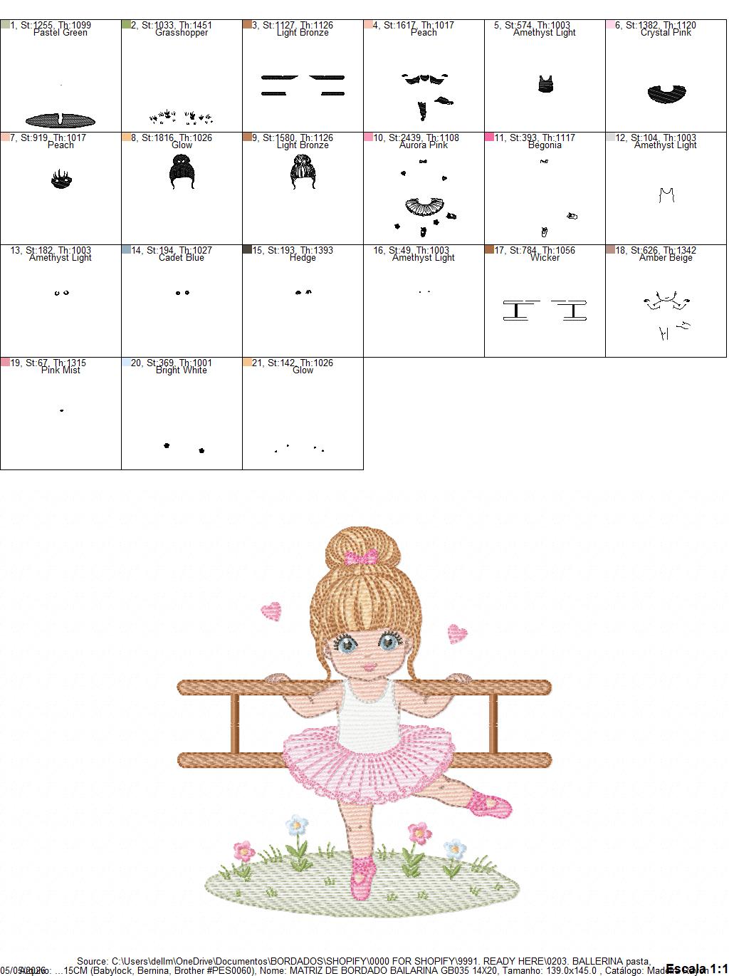 Ballerina embroidery design - Ballet dancer machine embroidery pattern - Baby girl file - Instant download pes jef Marcia Embroidery