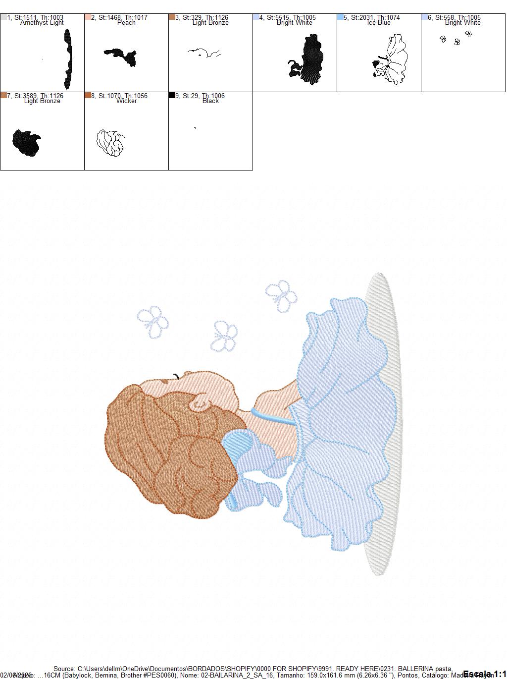 Ballerina embroidery design - Ballet dancer with tutu machine embroidery pattern - Baby girl file - Instant digital download pes jef dst