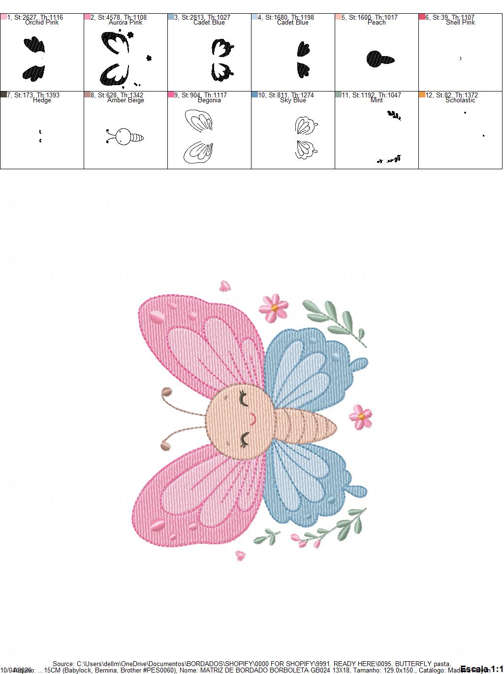 Mini Butterfly embroidery design - Delicate small butterfly machine embroidery pattern - Mini embroidery file - Instant digital download pes (Copy) Marcia Embroidery