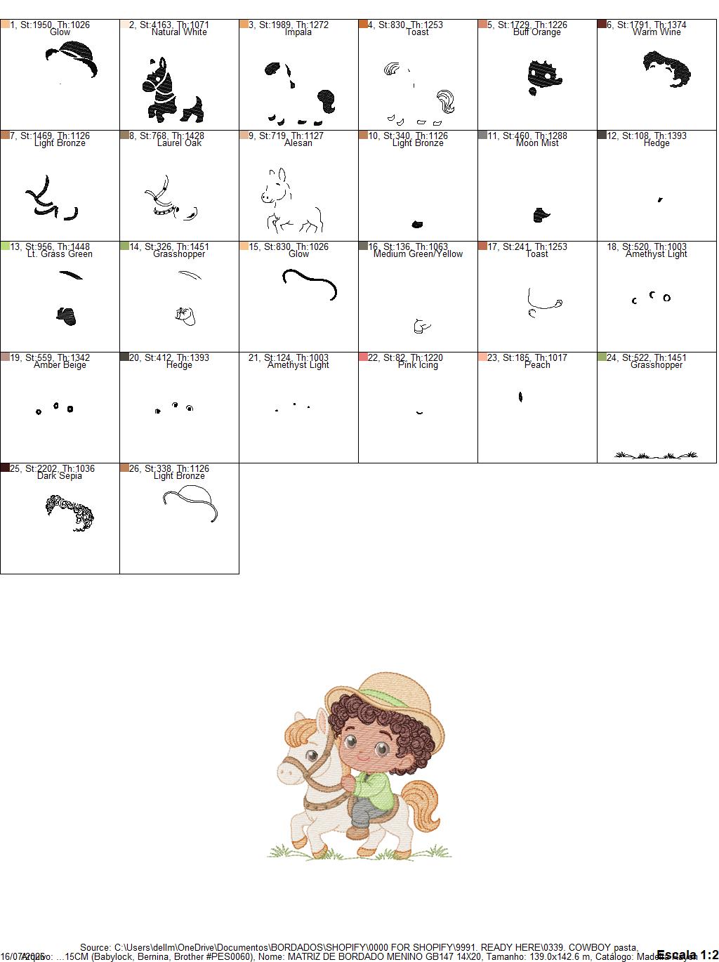 Cowboy Embroidery Design – Baby Boy Country Ranch Wrangler File (Instant Download)