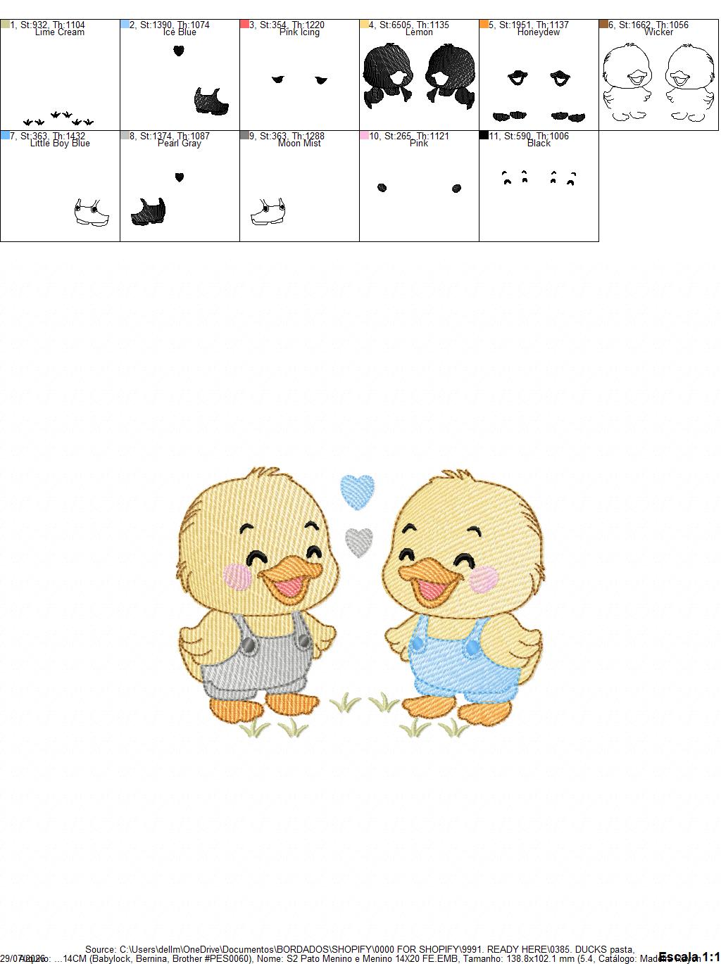 Ducks embroidery design - Lake Water Animals - Baby Boy Brothers Twins machine pattern - Instant digital download pes jef dst