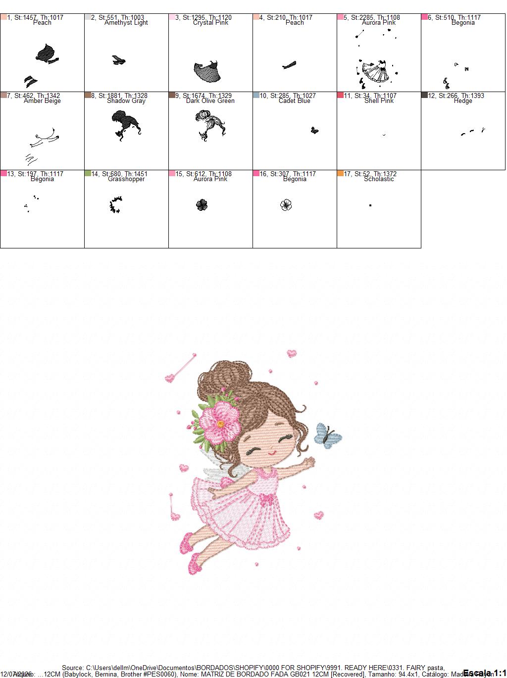 Fairy embroidery design - Pixie Girl with flowers and butterflies machine embroidery pattern - Princess embroidery file - Instant digital download pes jef dst
