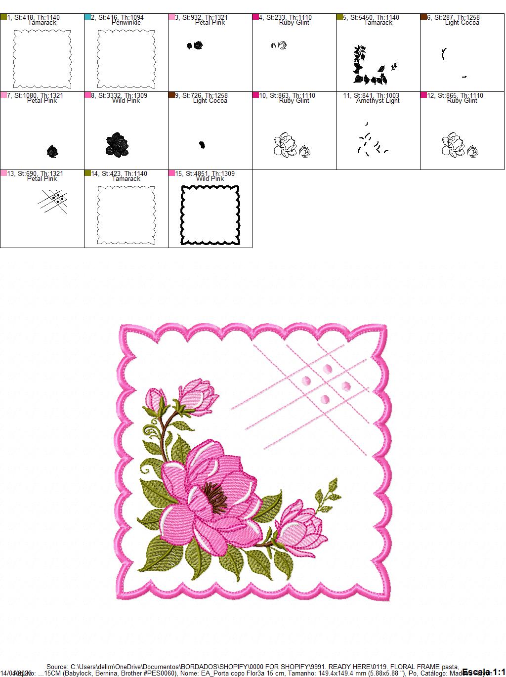 Monogram Frame embroidery designs - Flower embroidery design machine embroidery pattern - Floral wreath embroidery file - digital download (Copy) Marcia Embroidery