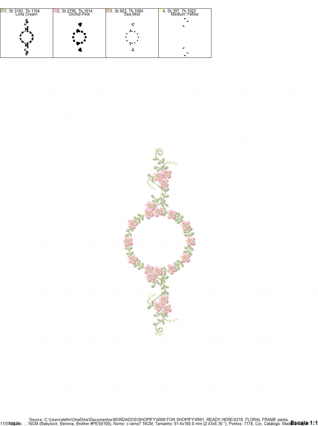 Floral Monogram frame embroidery design - Flower Circle Wreath Frame machine embroidery pattern - Floral bouquet Kitchen Towel - Instant digital download pes jef