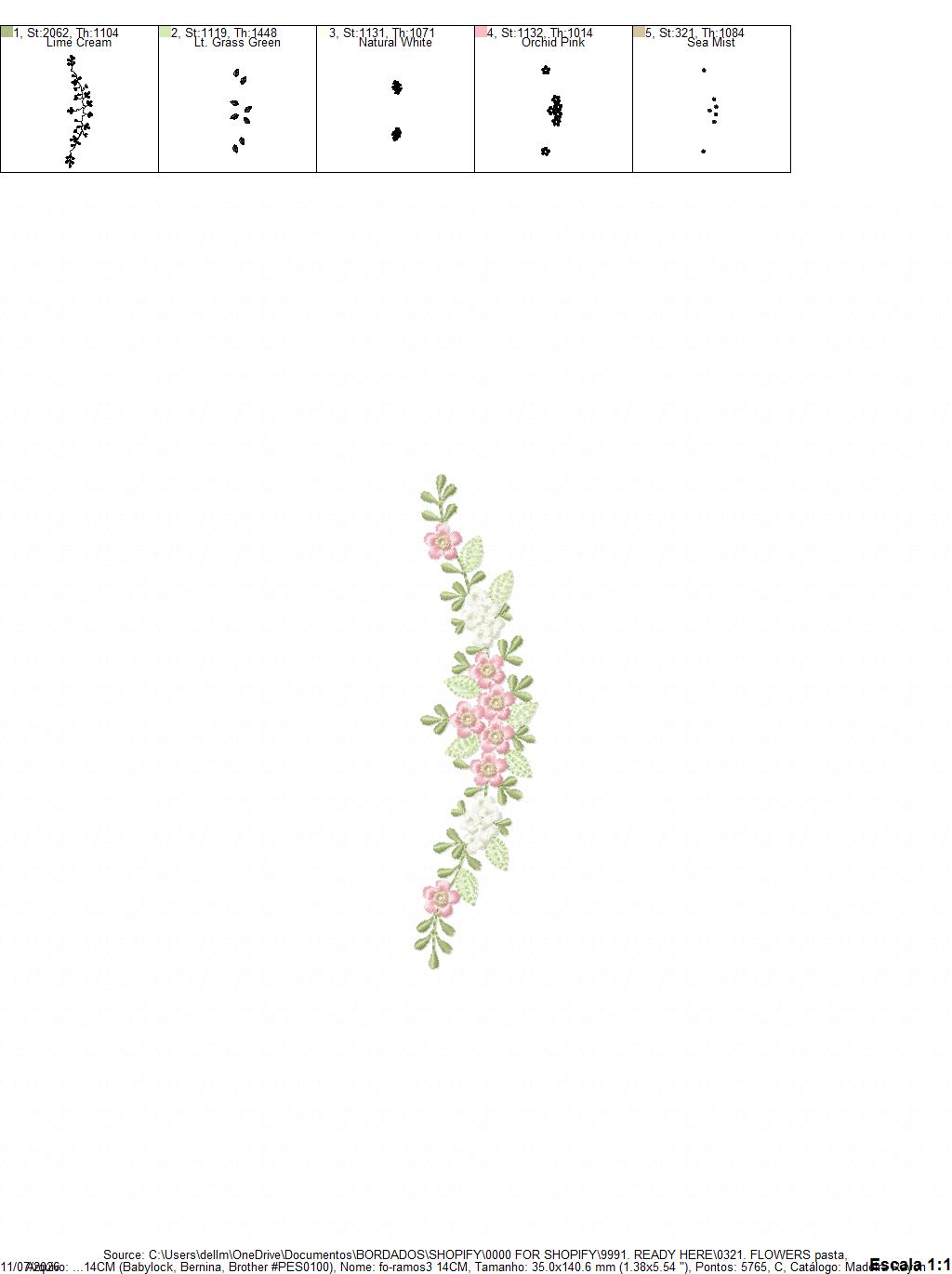 Floral Divider embroidery design - Flower Line machine embroidery pattern - Floral bouquet Kitchen Towel - Instant digital download pes jef