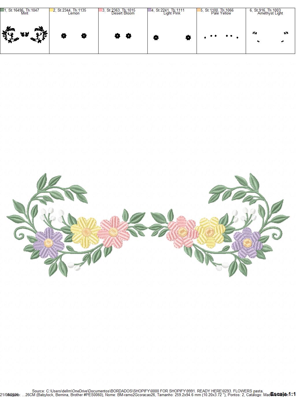 Floral flowers embroidery design - flowers frame machine embroidery pattern - Baby girl file - Instant digital download pes jef (Copy) Marcia Embroidery