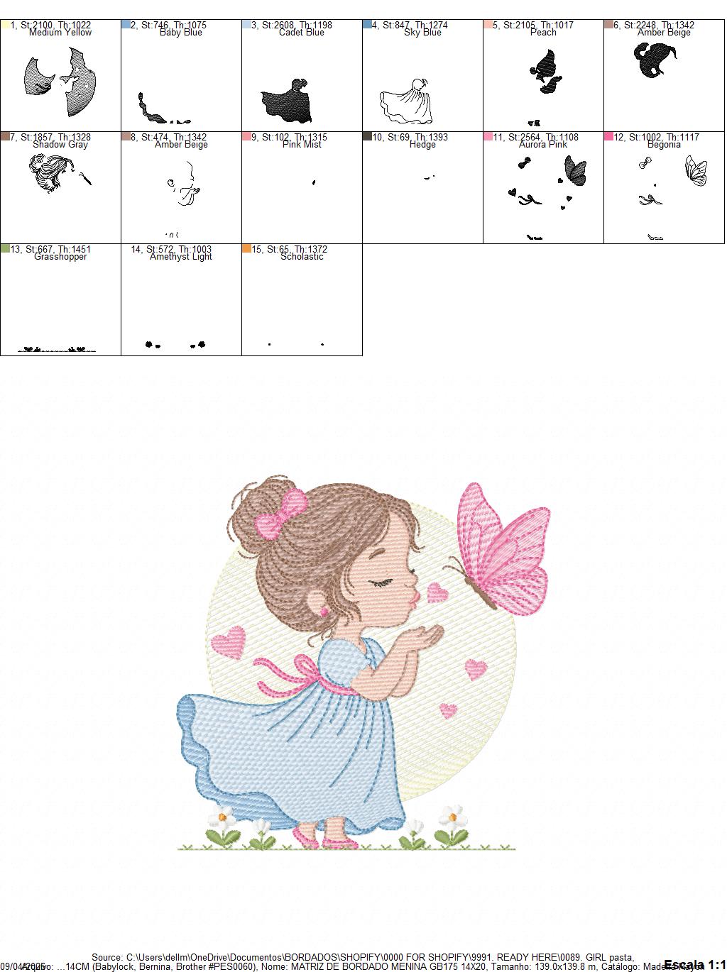 Girl embroidery designs - Flower girl embroidery design machine embroidery pattern - girl with flowers embroidery file butterfly embroidery (Copy) Marcia Embroidery