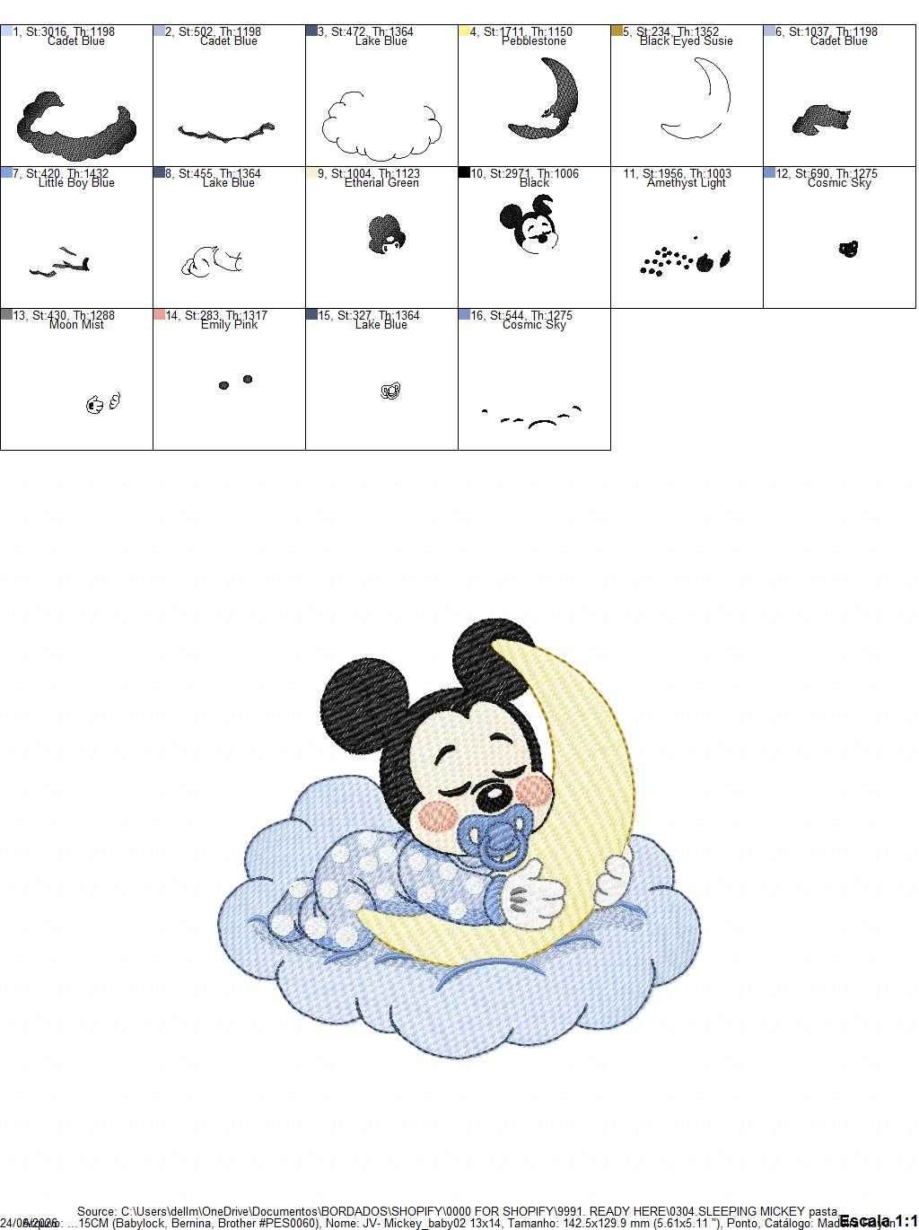 Baby Mickey embroidery design - Mickey Mouse machine embroidery pattern - Baby Boy file - Instant digital download pes jef dst