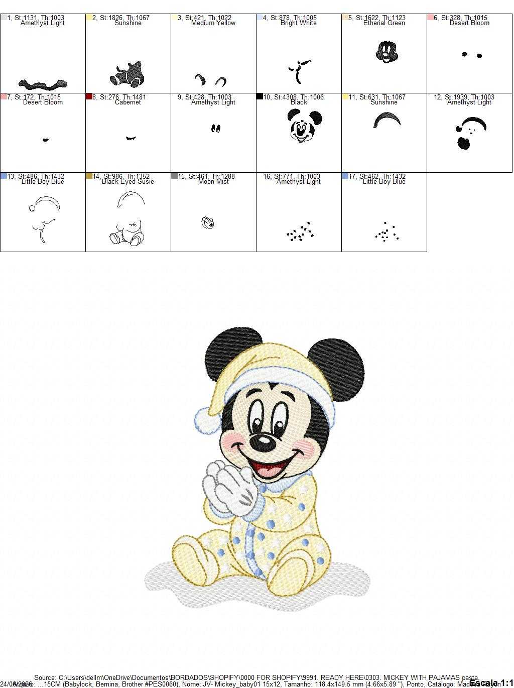 Baby Mickey embroidery design - Mickey Mouse machine embroidery pattern - Baby Boy file - Instant digital download pes jef dst