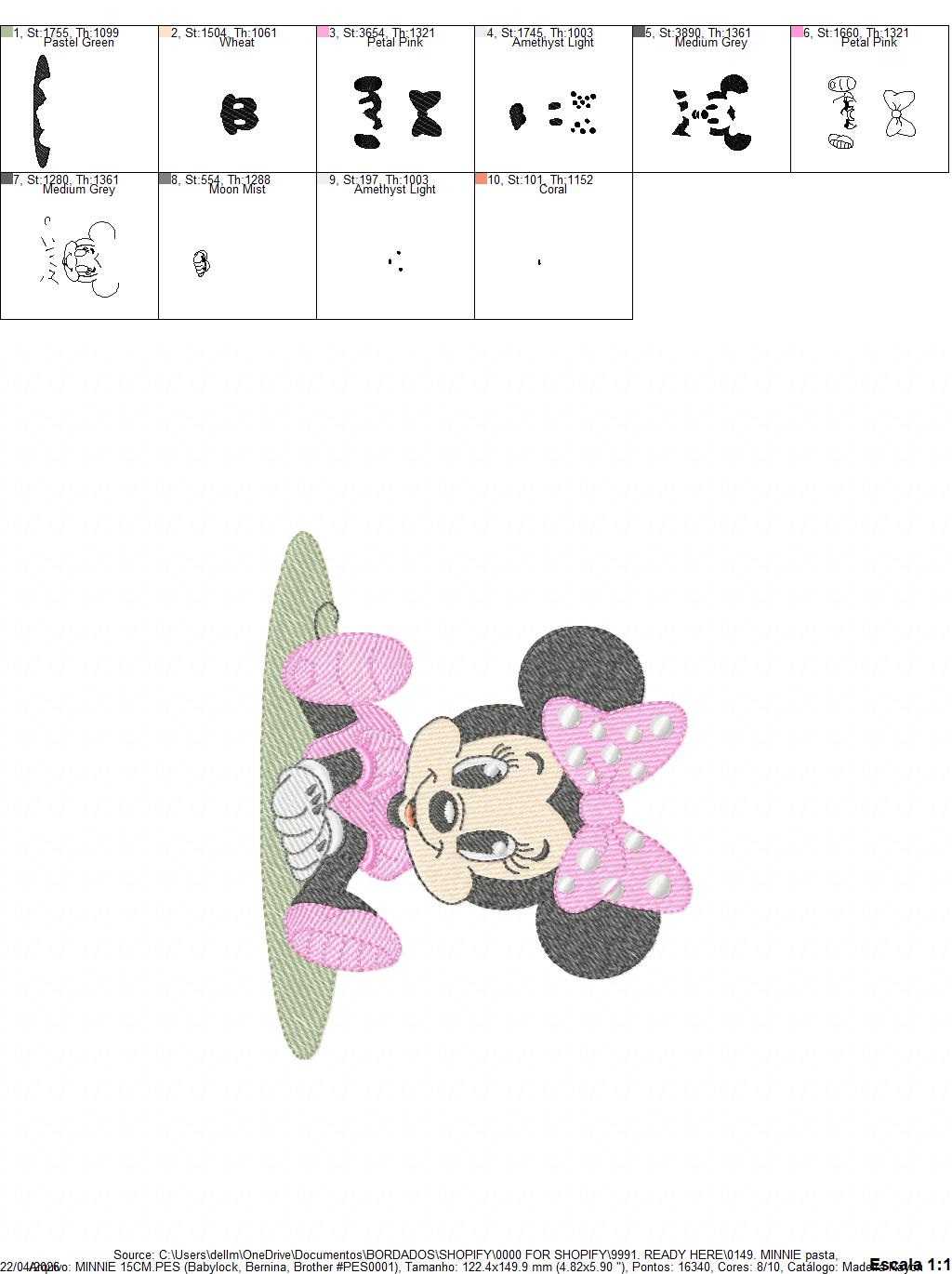 Minnie embroidery design - Minnie Mouse machine embroidery pattern - Baby Girl file - Instant digital download pes jef dst (Copy) (Copy) Marcia Embroidery