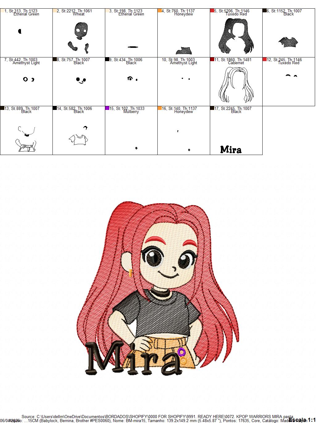 Mira KPop Demon Hunters embroidery design - Kpop Warriors machine embroidery patterns - Baby girl file - Instant digital download (Copy) Marcia Embroidery