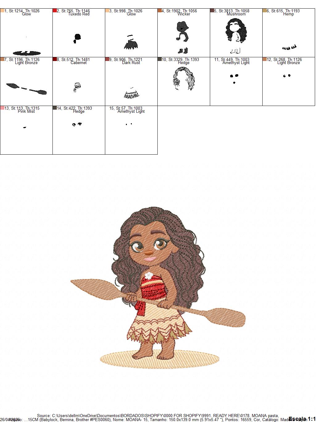 Moana embroidery designs - Disney Princess machine embroidery patterns - Baby girl file - Instant digital download pes jef dst exp hus vp3 (Copy) Marcia Embroidery