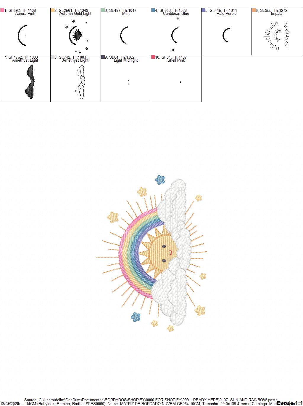 Rainbow embroidery design - Sun embroidery designs machine embroidery pattern - sky embroidery file - kid embroidery rainbow pes download (Copy) Marcia Embroidery