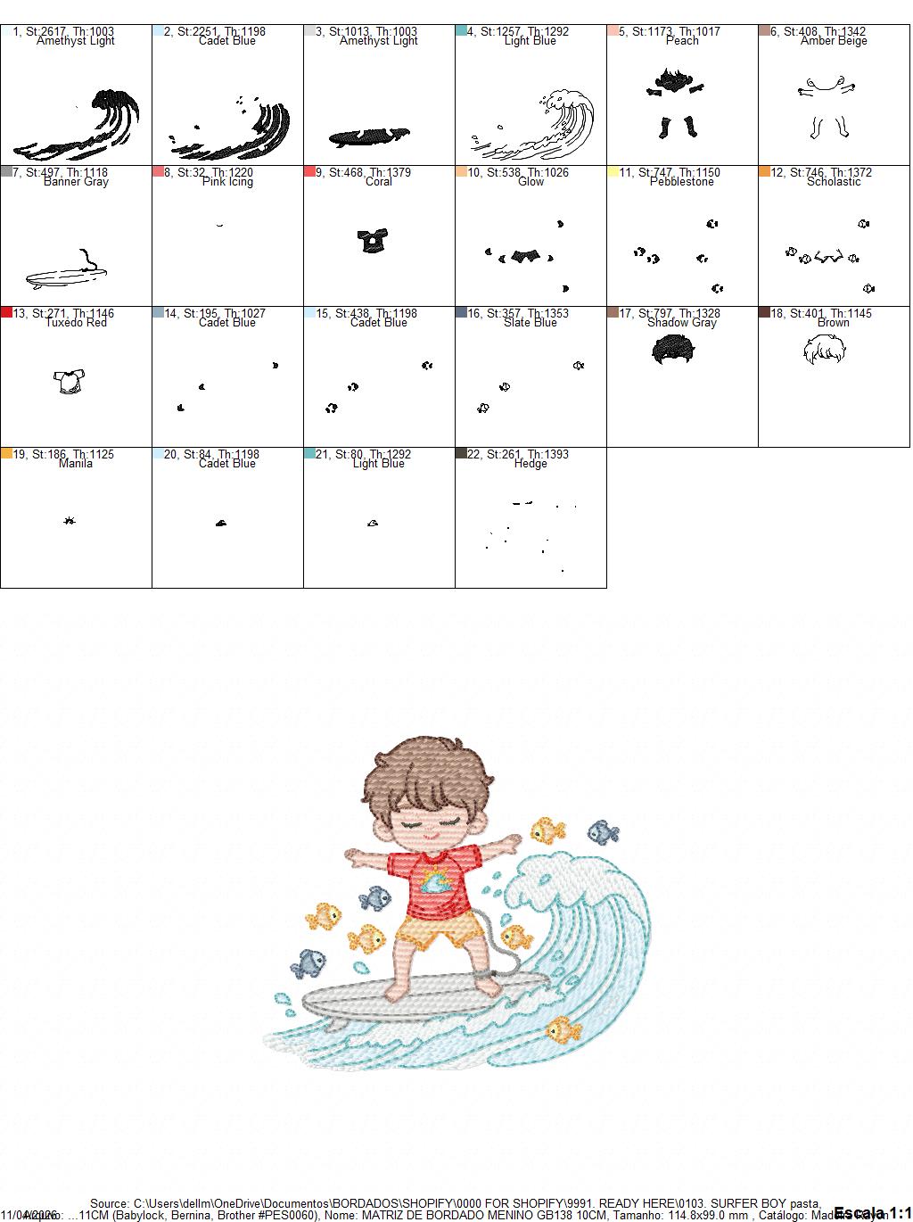 Surfer boy embroidery designs - Beach Swimmer with surferboard machine embroidery pattern - Baby Boy file - Instant digital download pes jef (Copy) Marcia Embroidery