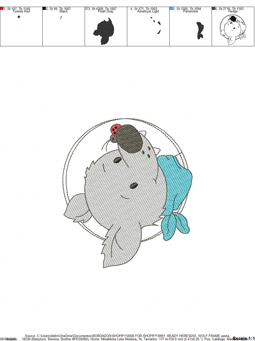Wolf embroidery design - Happy Male Puppy machine embroidery pattern - Pet embroidery file - Instant digital download pes jef (Copy) Marcia Embroidery