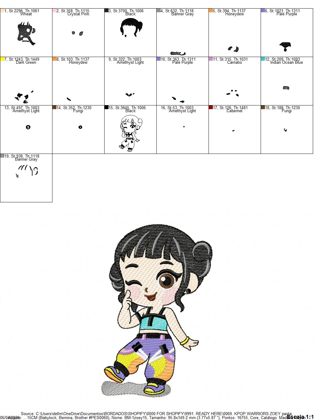 Zoey KPop Demon Hunters embroidery design - Kpop Warriors machine embroidery patterns - Baby girl file - Instant digital download (Copy) Marcia Embroidery