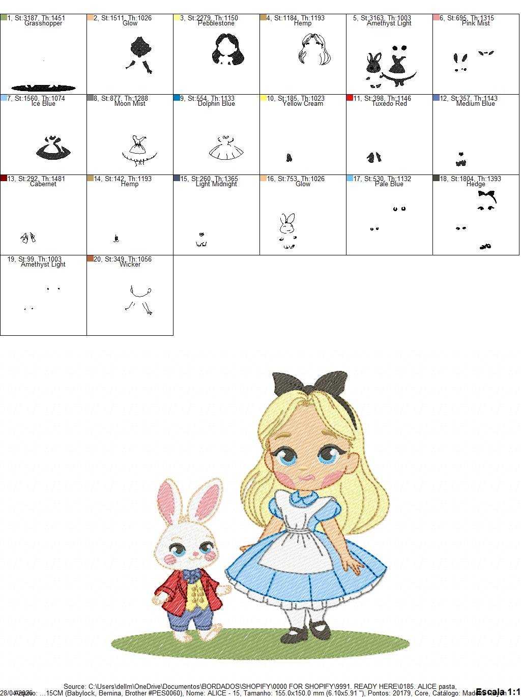 Alice embroidery design - Disney Princess machine embroidery pattern -Baby girl file - Instant digital download pes jef dst - Marcia Embroidery