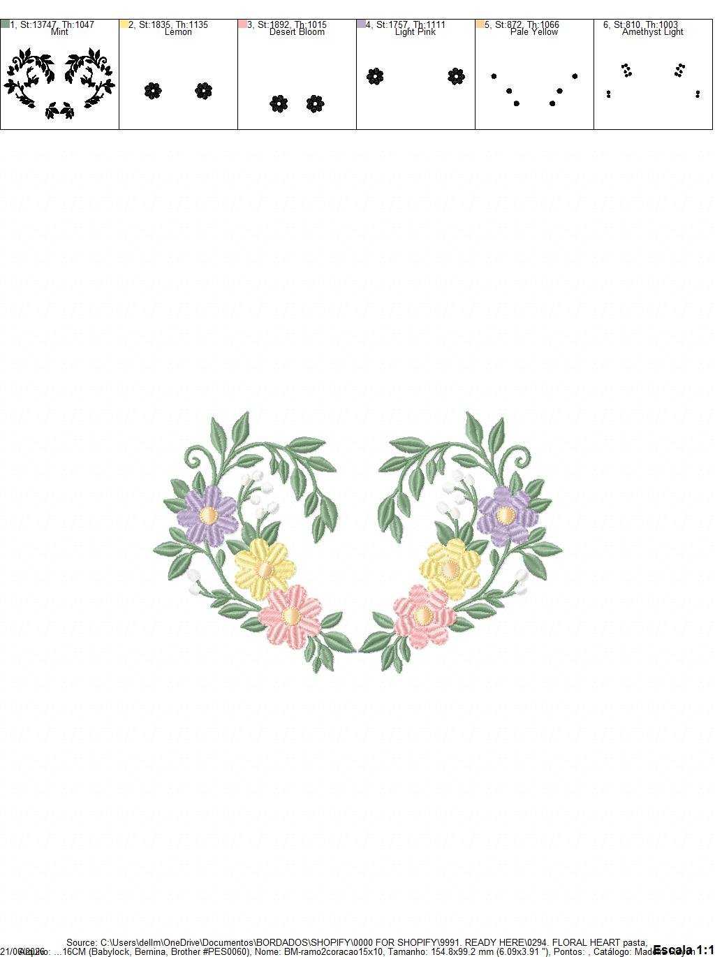 Floral heart embroidery design - Heart with flowers frame machine embroidery pattern - Baby girl file - Instant digital download pes jef dst - Marcia Embroidery