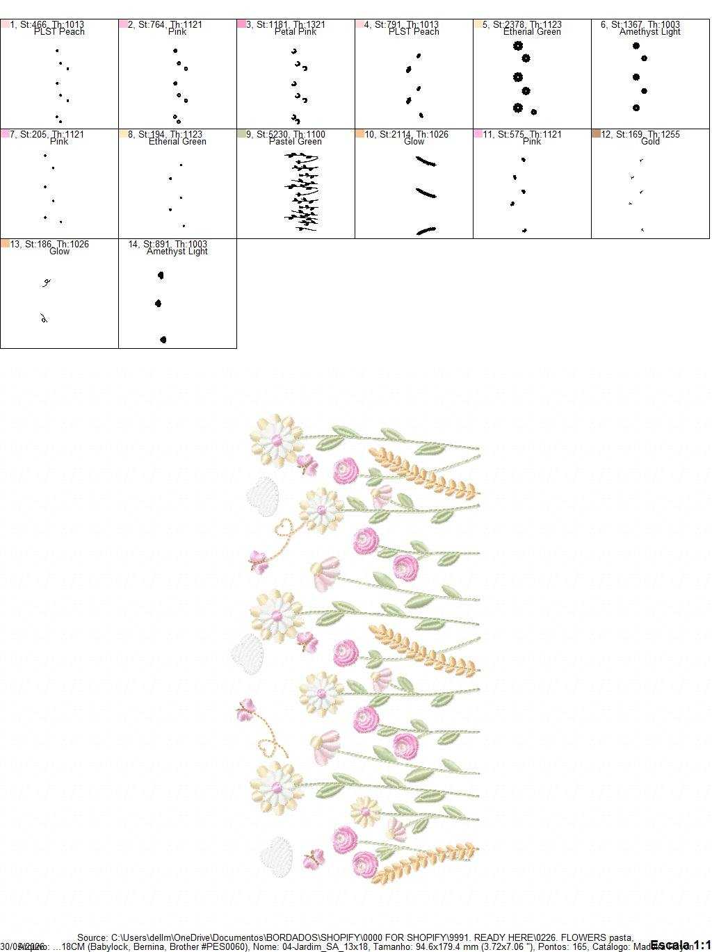 Flower Garden embroidery design - Flower and Butterfly machine embroidery pattern - Floral Kitchen Towel - Instant digital download pes jef dst - Marcia Embroidery