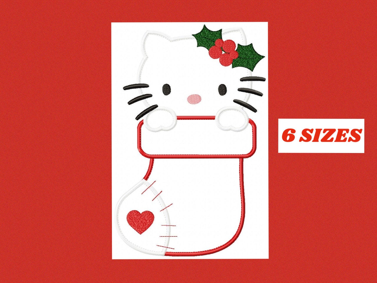Xmas Hello Kitty embroidery designs - Christmas embroidery design machine embroidery pattern - Christmas sock embroidery - instant download Marcia Embroidery