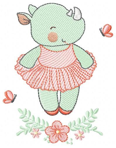 Rhino embroidery design Animal embroidery designs machine embroidery pattern ballerina embroidery file rhino design ballerina design - Marcia Embroidery
