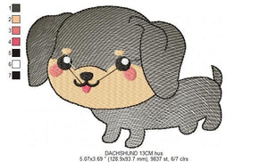 Dachshund embroidery designs - Dog embroidery design machine embroidery pattern - Puppy embroidery file -  Pet embroidery instant download