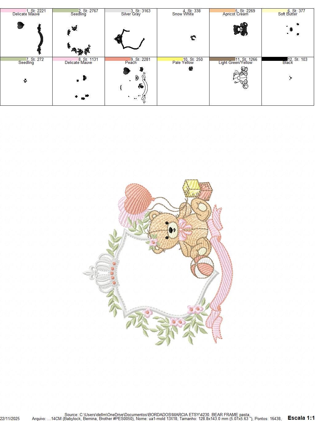 Monogram Frame Girl Bear embroidery designs - Laurel Teddy Bear machine embroidery pattern - Baby Bear Bear Wreath file - Instant download