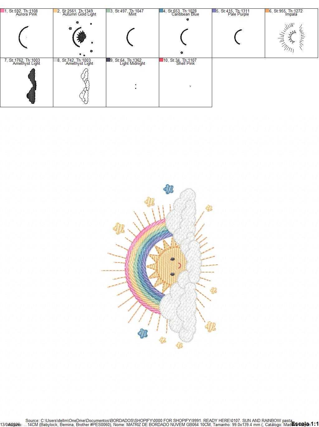 Rainbow embroidery design - Sun embroidery designs machine embroidery pattern - sky embroidery file - kid embroidery rainbow pes download (Copy) Marcia Embroidery