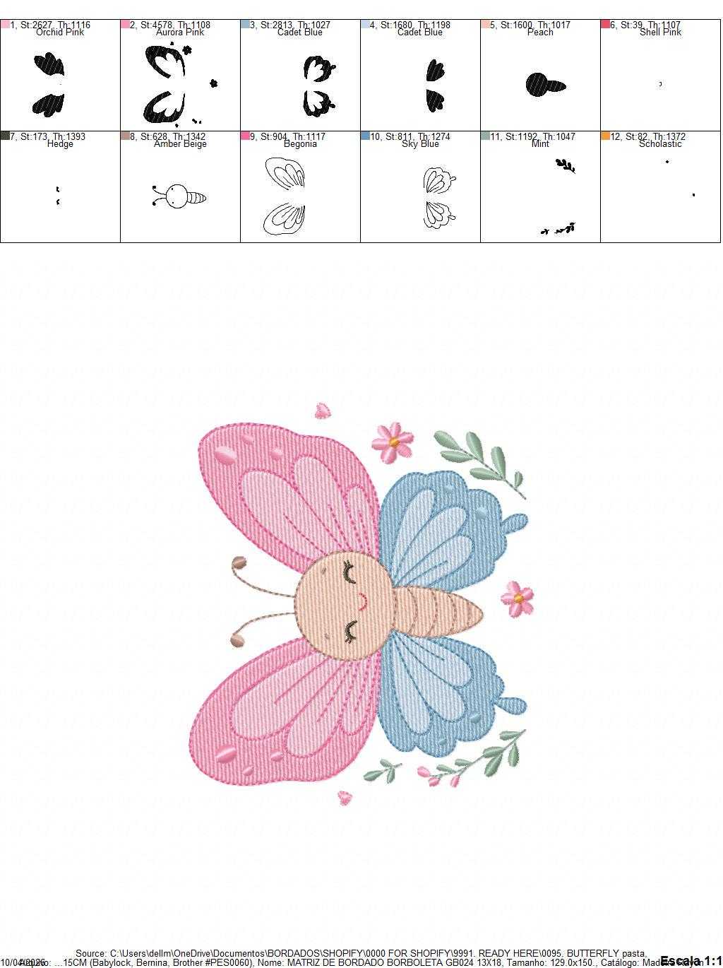 Mini Butterfly embroidery design - Delicate small butterfly machine embroidery pattern - Mini embroidery file - Instant digital download pes (Copy) Marcia Embroidery