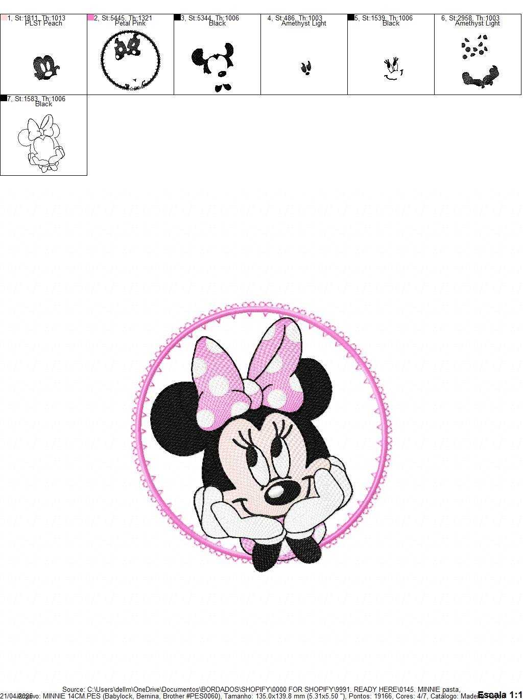 Minnie embroidery design - Minnie Mouse machine embroidery pattern - Baby Girl file - Instant digital download pes jef dst - Marcia Embroidery