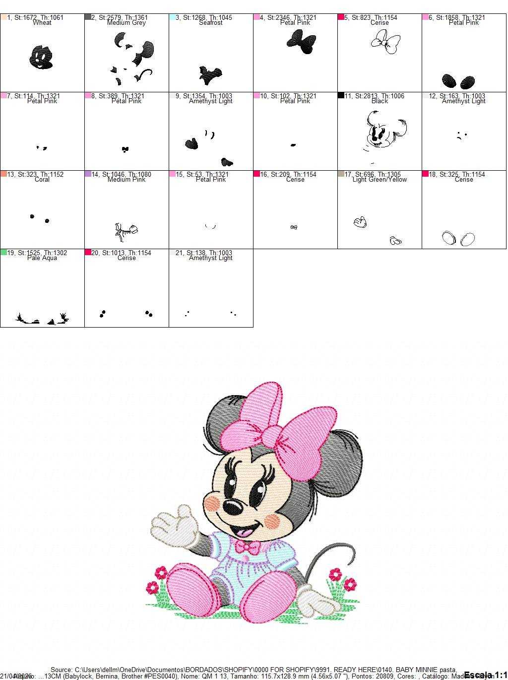 Minnie embroidery design - Minnie Mouse machine embroidery pattern - Baby Girl file - Instant digital download pes jef dst - Marcia Embroidery