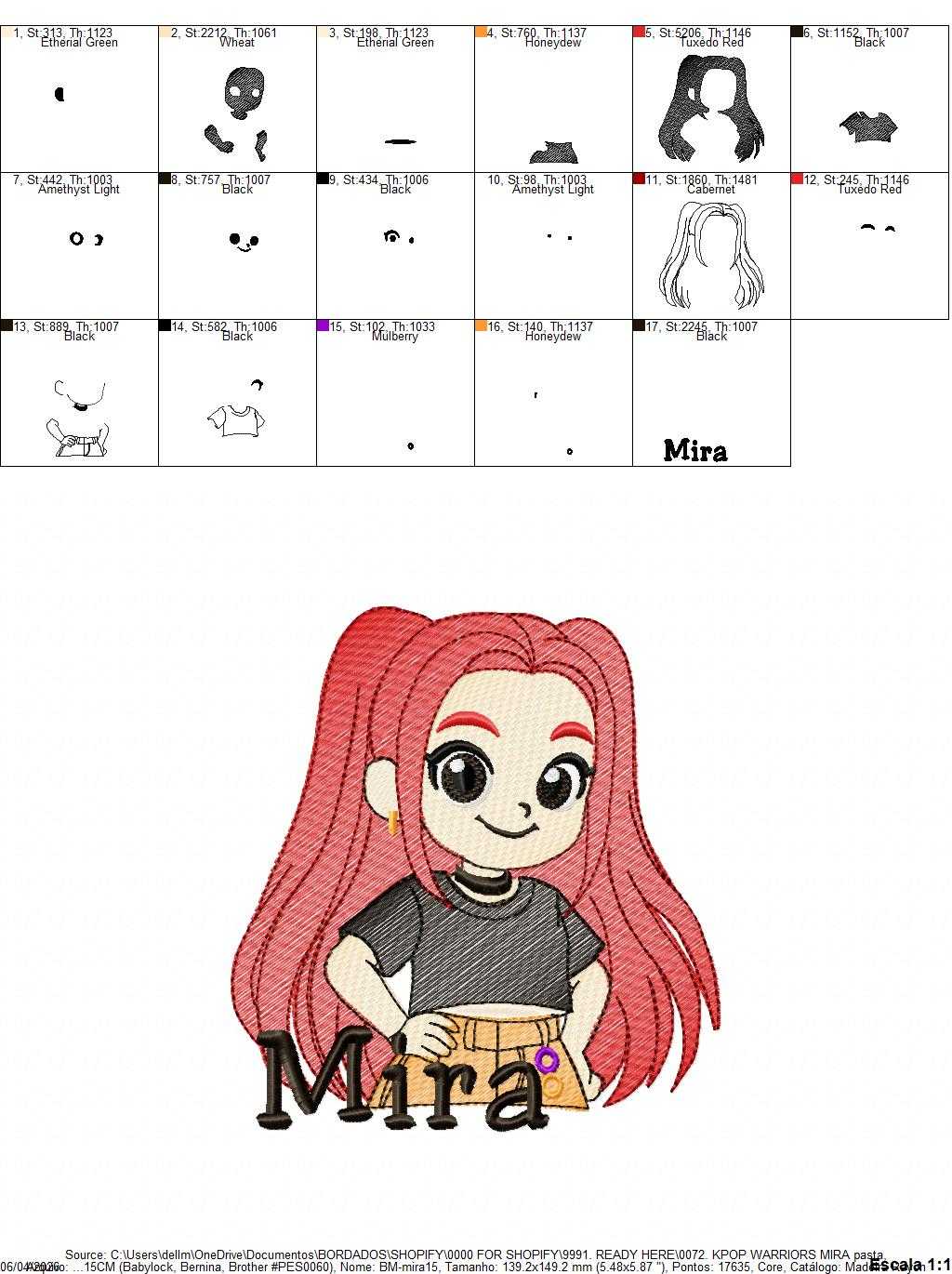Mira KPop Demon Hunters embroidery design - Kpop Warriors machine embroidery patterns - Baby girl file - Instant digital download - Marcia Embroidery