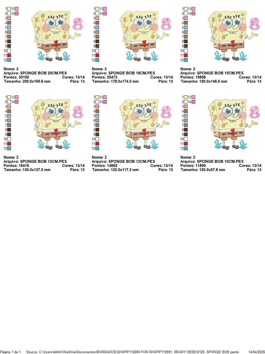 Sponge Bob embroidery design - SpongeBob SquarePants cartoon machine embroidery pattern - Baby boy and girl file - Instant digital download pes jef dst - Marcia Embroidery