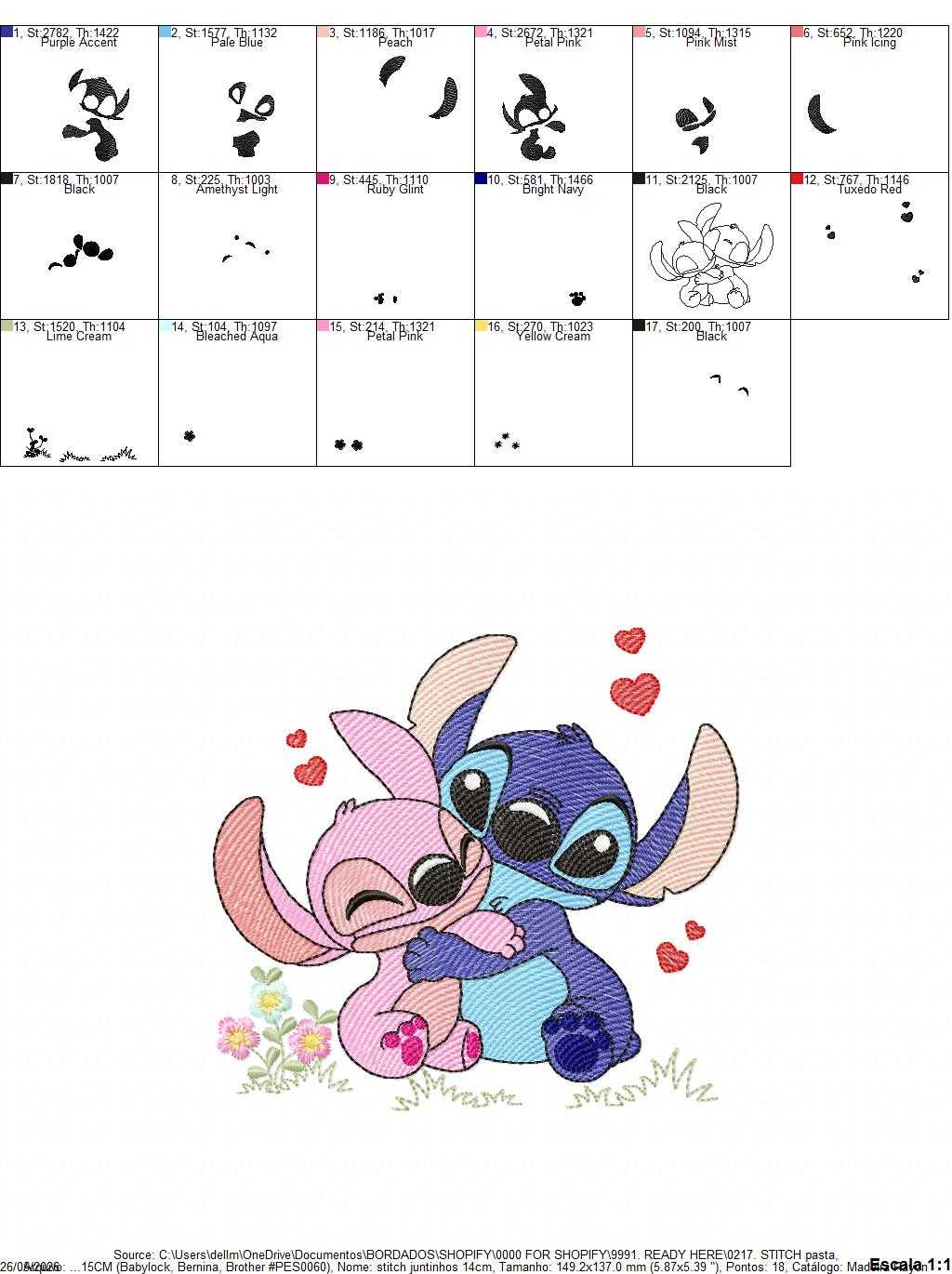 Stitch and Angel embroidery design - Lilo and Stitch Cartoon machine embroidery pattern - Baby boy and girl file - Instant digital download pes jef dst - Marcia Embroidery