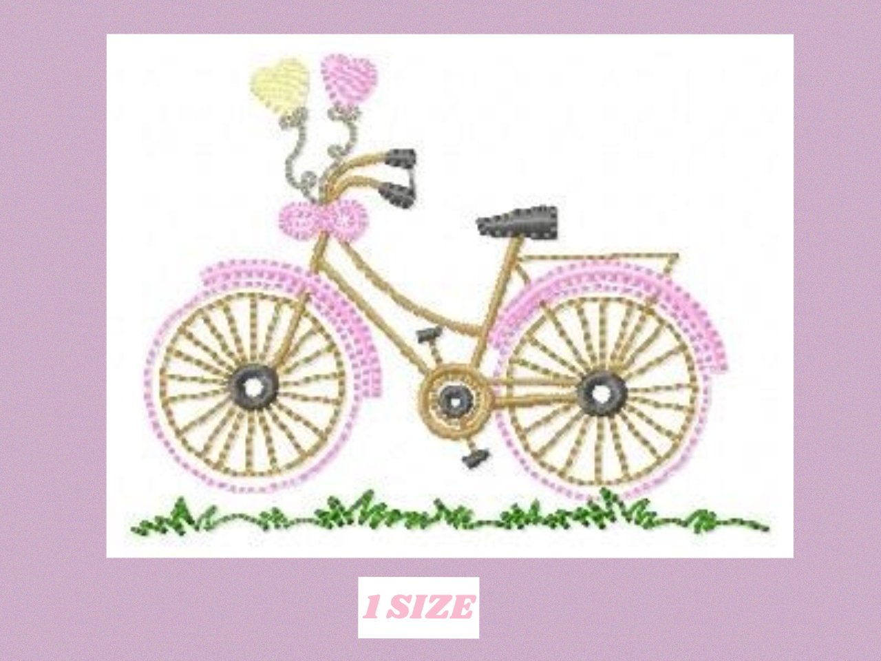 Old Style Bike embroidery designs - Bicycle with hearts machine embroidery pattern - Baby girl file - Instant download pes jef hus dst vp3