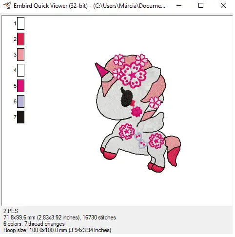 Hanako Unicorn - Tokidoki embroidery design machine embroidery pattern Marcia Embroidery