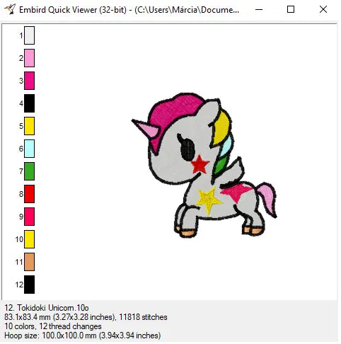Unicorn - Tokidoki embroidery design machine embroidery pattern Marcia Embroidery