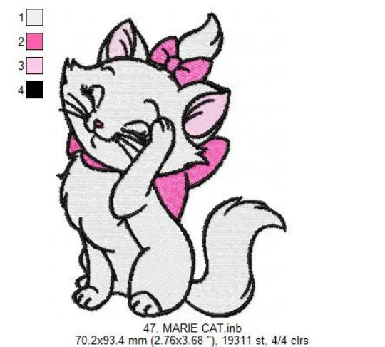 Marie Cat embroidery design machine embroidery pattern Marcia Embroidery