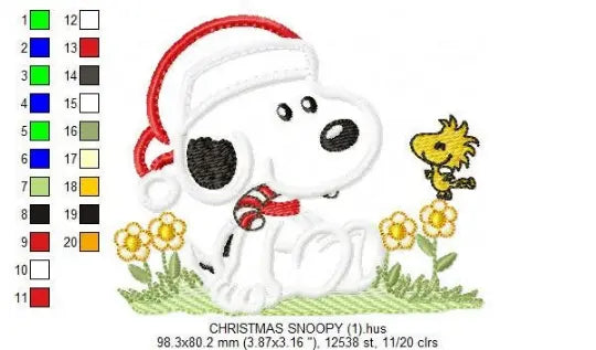 Xmas Snoopy embroidery design machine embroidery pattern Marcia Embroidery
