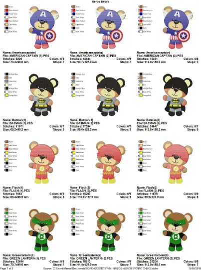 Heroes Bears embroidery design machine embroidery pattern Marcia Embroidery