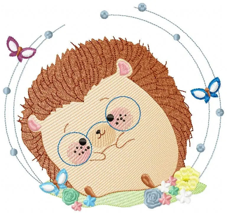 Hedgehog embroidery designs - Animal with glasses embroidery design machine embroidery pattern - Porcupine embroidery file instant download Marcia Embroidery